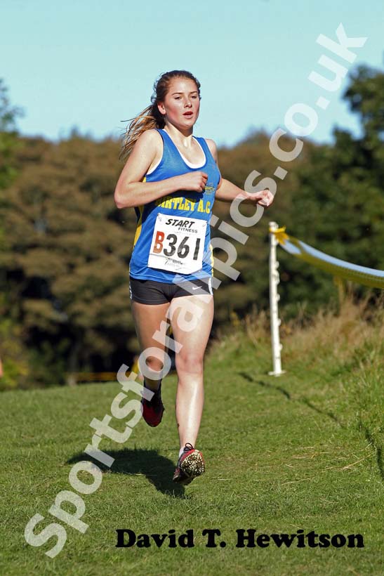 AnnA Fawcett (Birtley AC) on the 2nd leg during the under-17s Northern Cross Country Relay, Graves Park, Sheffield.